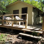 New deck attached to the front of Cabin 4 at Trout Lake Resort.